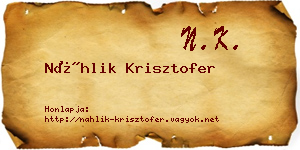 Náhlik Krisztofer névjegykártya